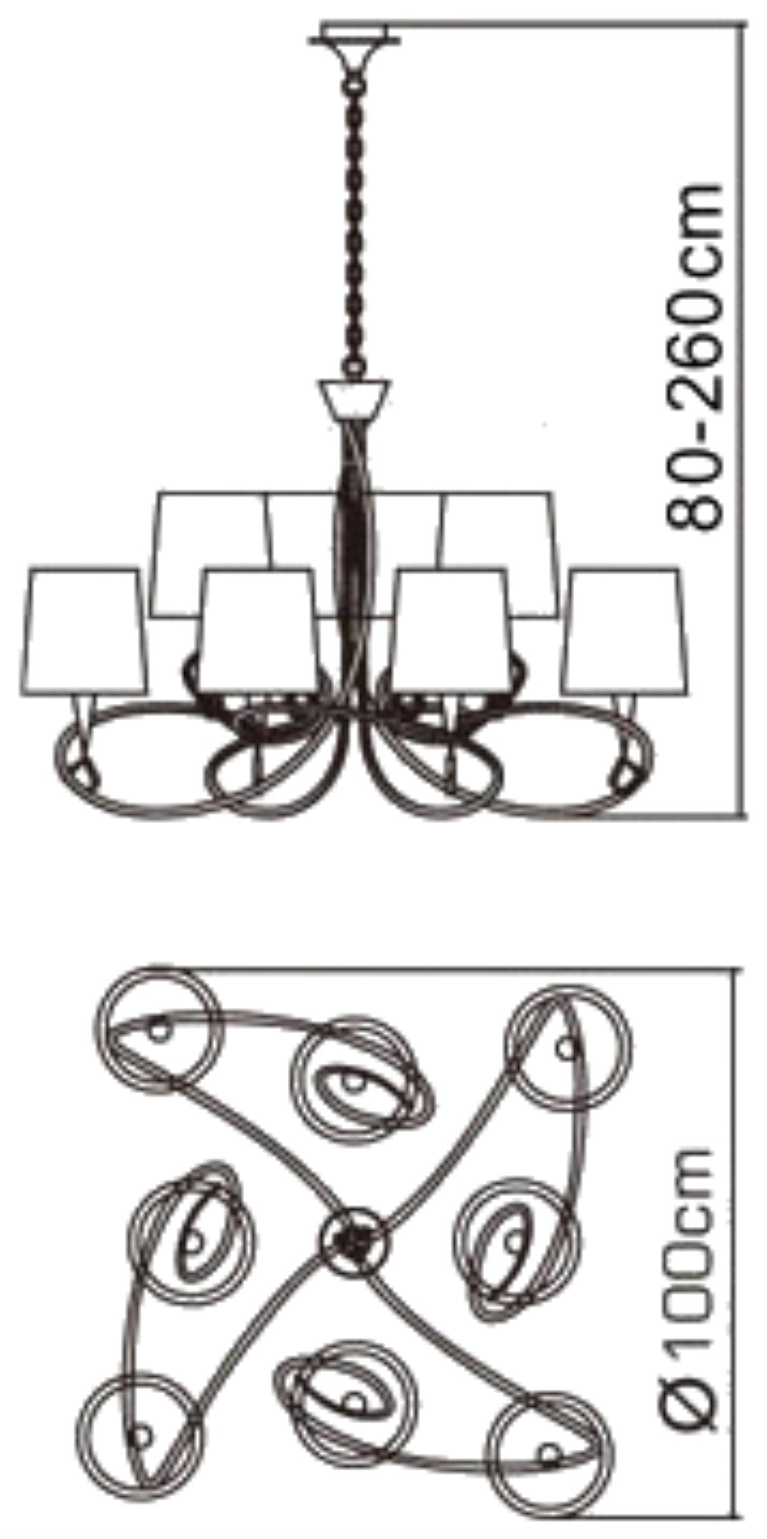 Mara FG Ceiling Lights Mantra Multi Arm Fittings